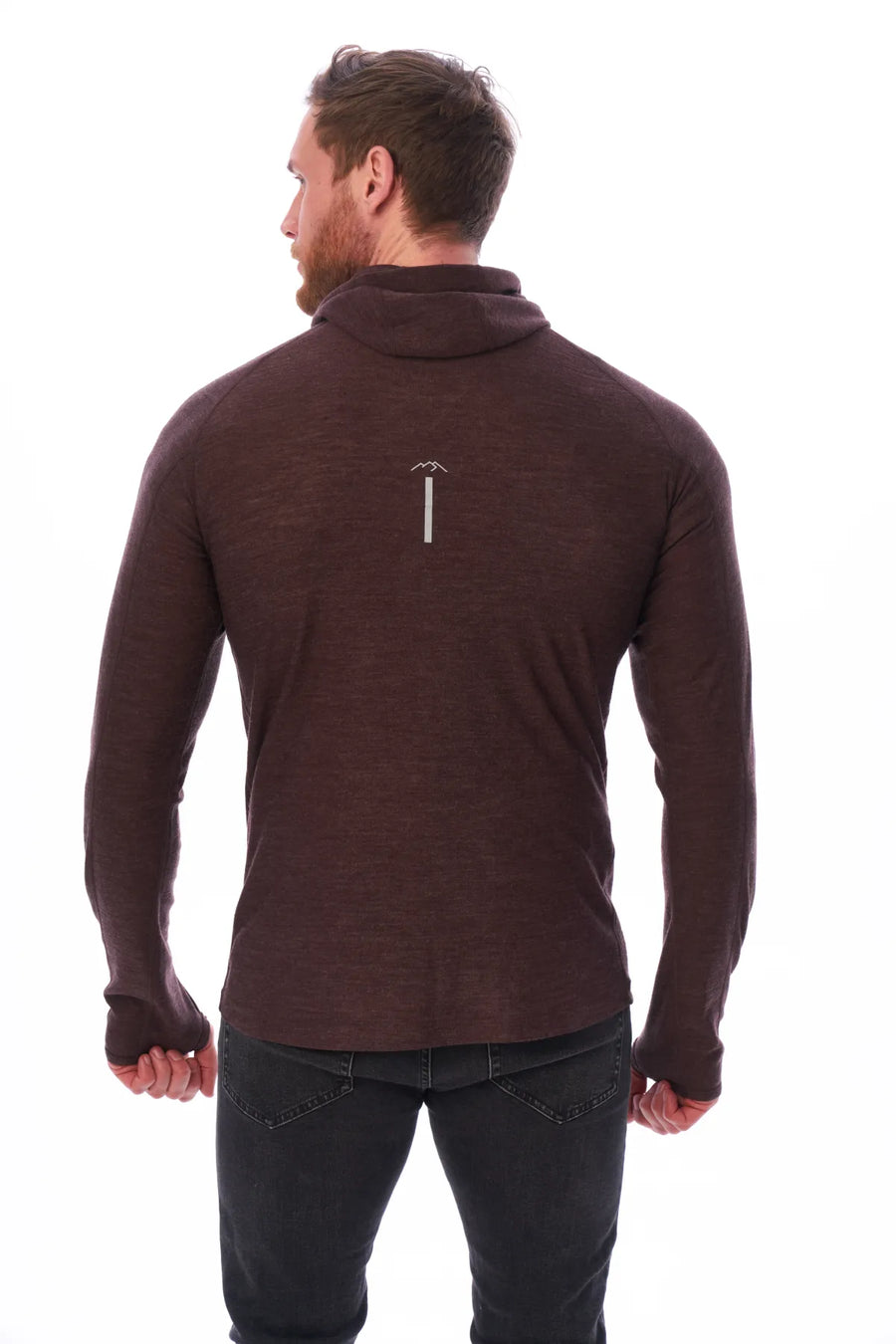Men's Merino Wool Half Zip Hoodie 190 Chocolate