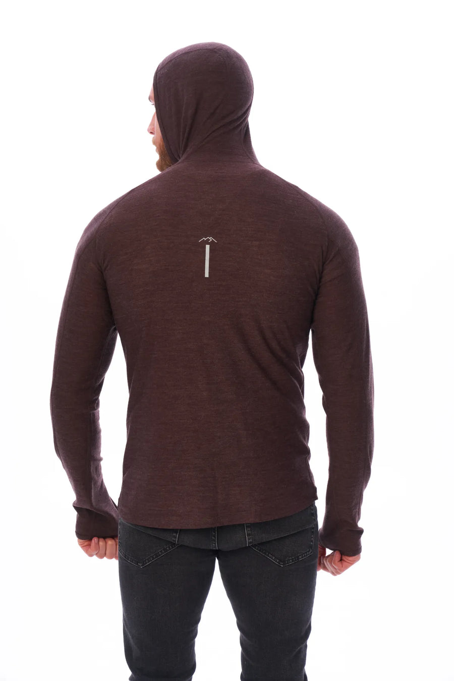 Men's Merino Wool Half Zip Hoodie 190 Chocolate