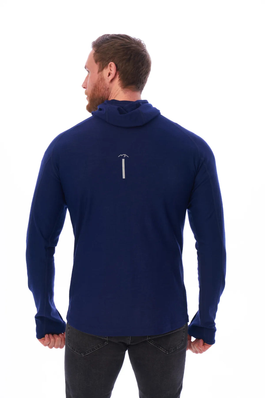 Men's Merino Wool Half Zip Hoodie 190 Navy