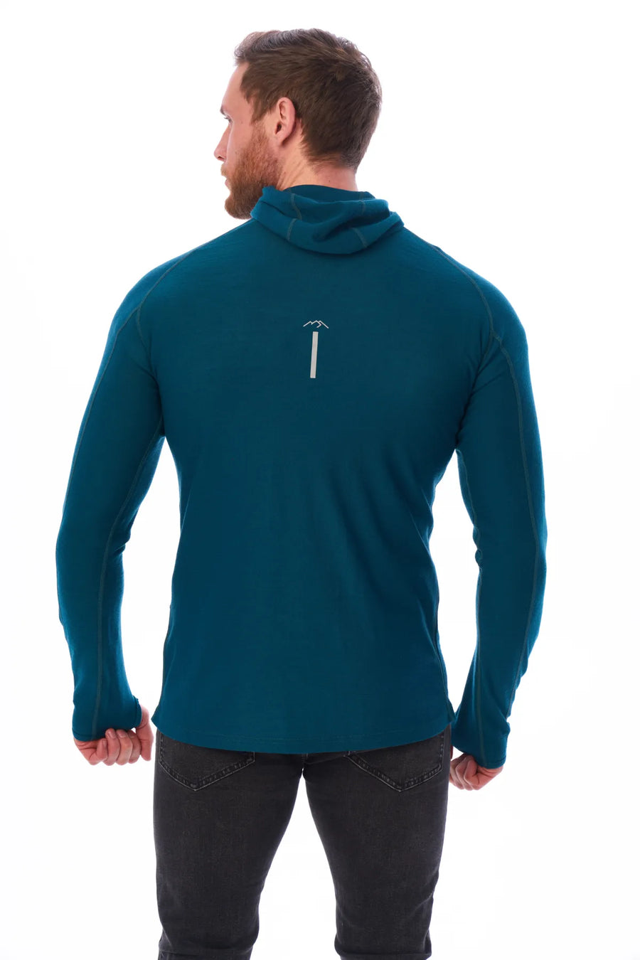 Men's Merino Wool Half Zip Hoodie 190 Deep Teal