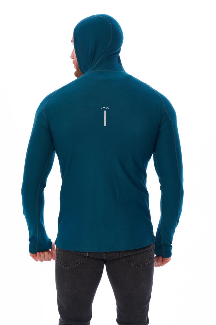 Men's Merino Wool Half Zip Hoodie 190 Deep Teal