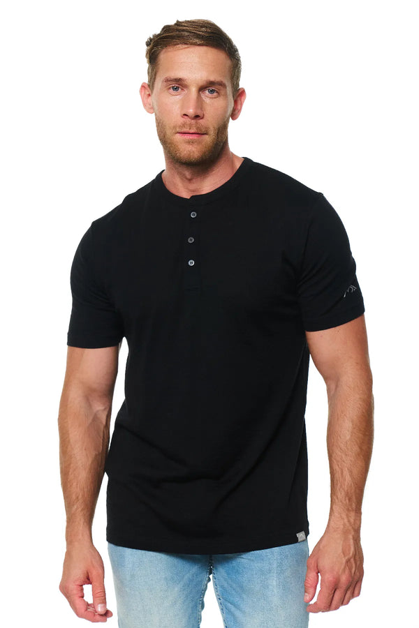 Men's Merino Wool Henley T-shirt 180 Black