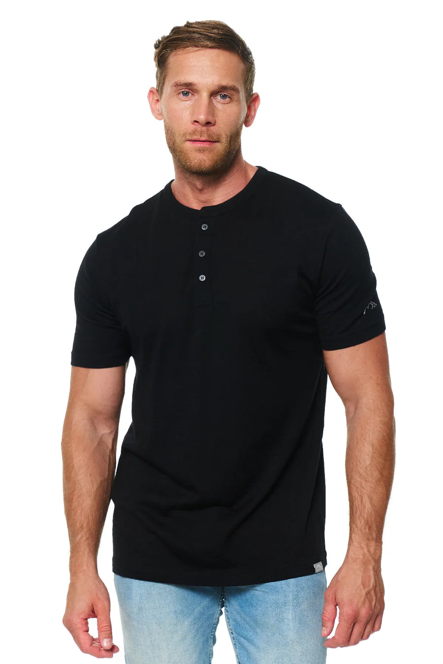 Men's Merino Wool Henley T-shirt 180 Black