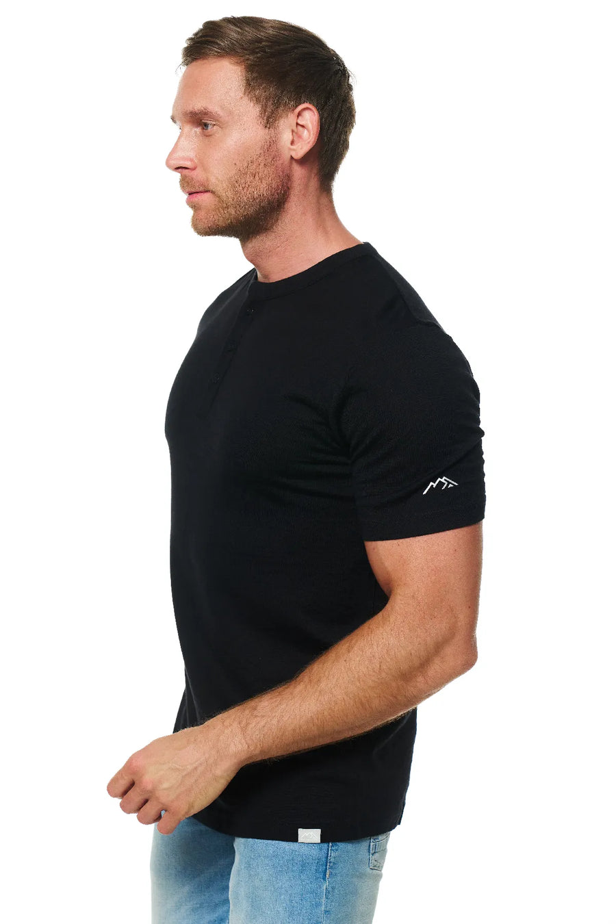 Men's Merino Wool Henley T-shirt 180 Black
