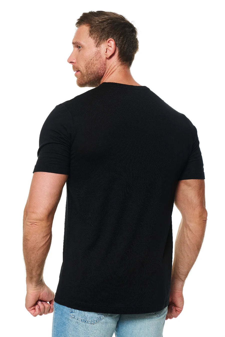 Men's Merino Wool Henley T-shirt 180 Black
