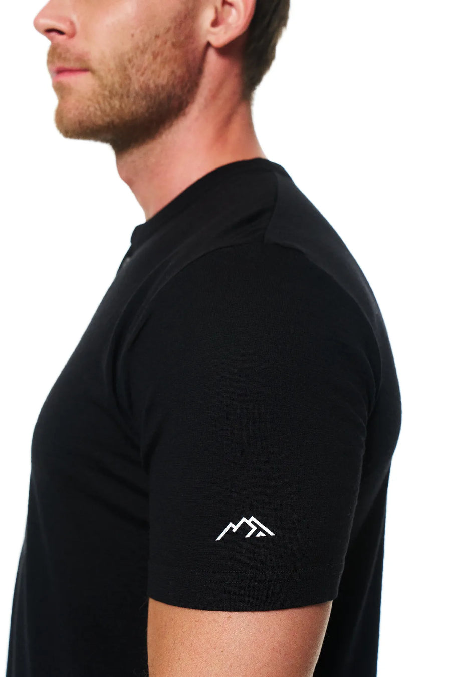 Men's Merino Wool Henley T-shirt 180 Black