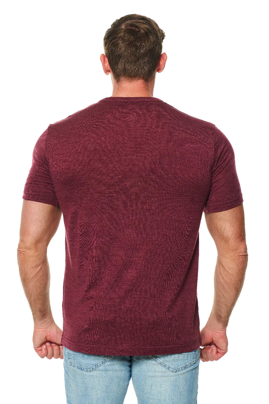 Men's Merino Wool Henley T-shirt 180 Burgundy