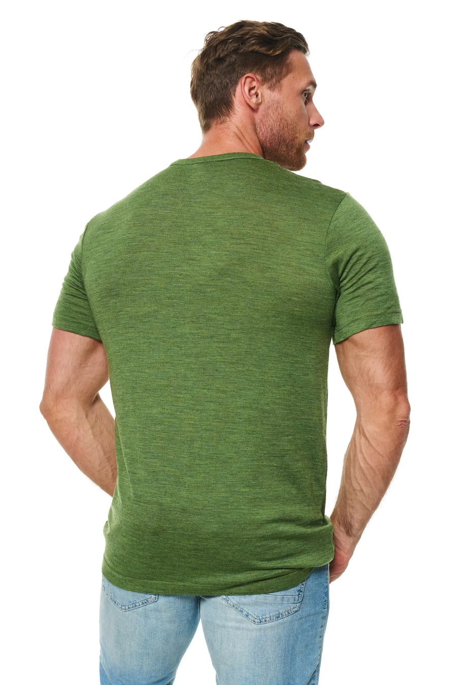 Men's Merino Wool Henley T-shirt 180 Olive Green