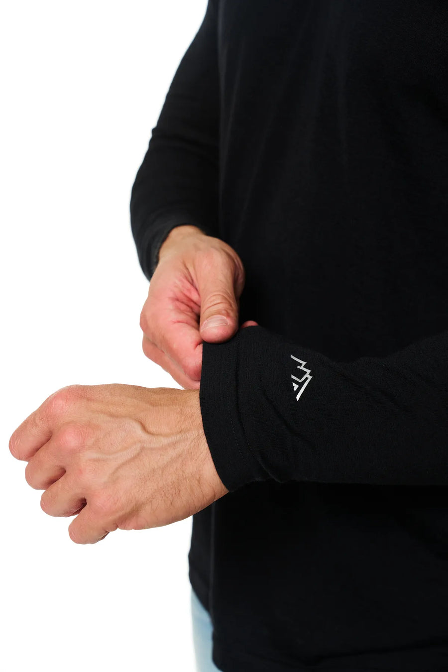 Men's Merino Wool Henley Long Sleeve 170 Black
