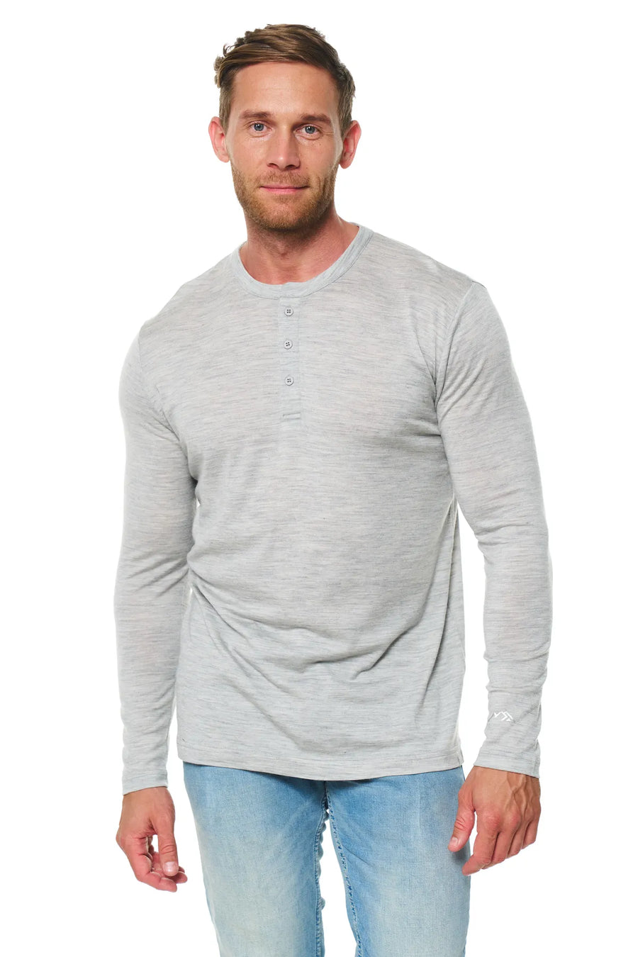 Men's Merino Wool Henley Long Sleeve 170 Heathered Grey