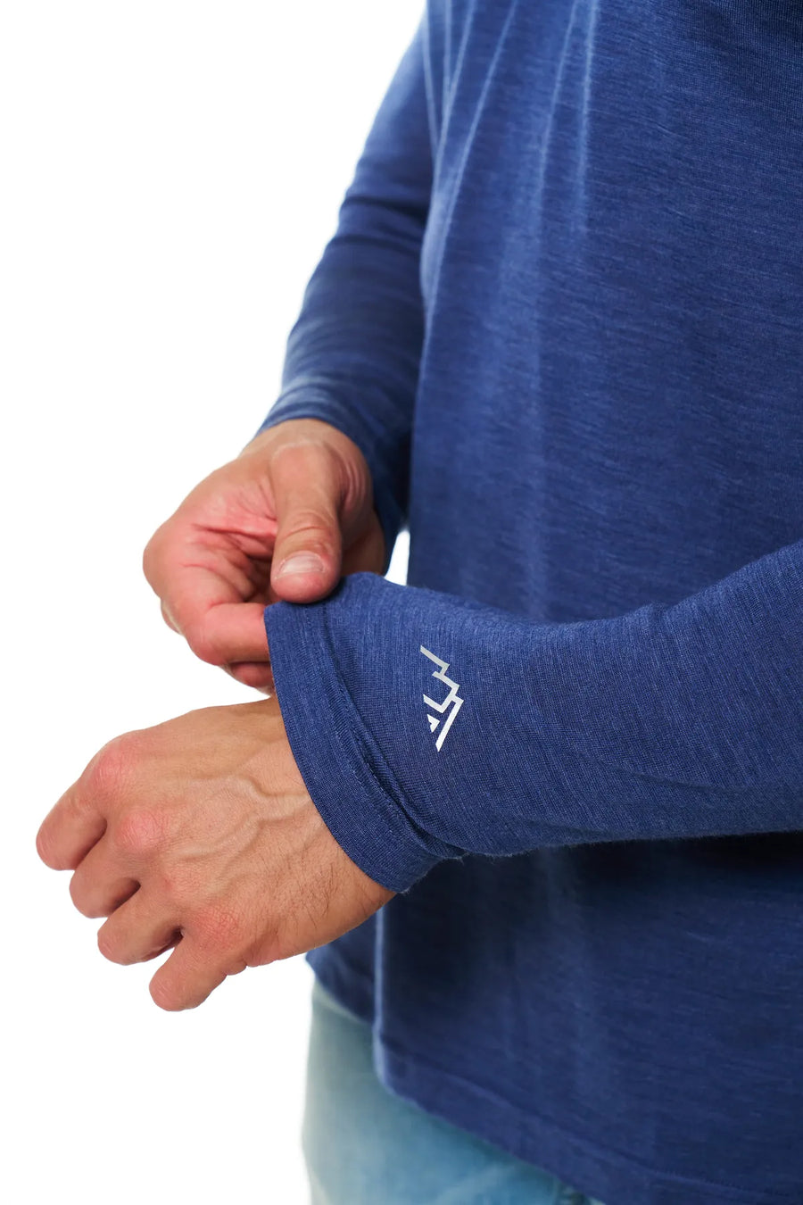 Men's Merino Wool Henley Long Sleeve 170 Grey Blue