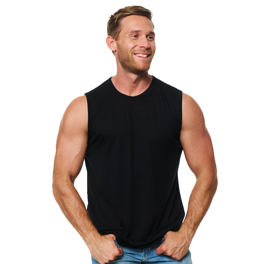 Men's Merino Wool Tank Top 180 Black