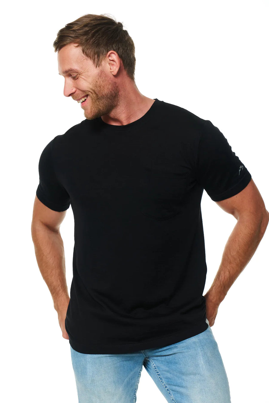 Men's Merino Wool Black Pocket T-Shirt