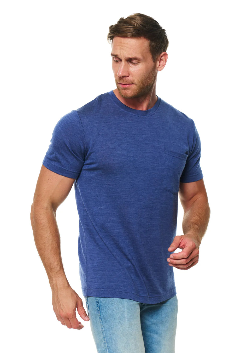 Men's Merino Wool Windsor Blue Pocket T-Shirt
