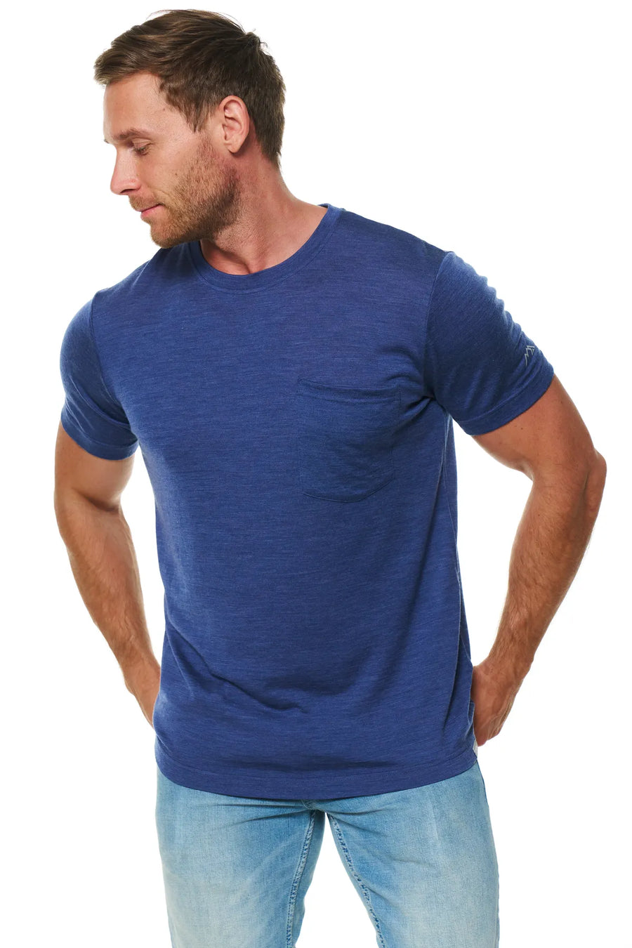 Men's Merino Wool Windsor Blue Pocket T-Shirt