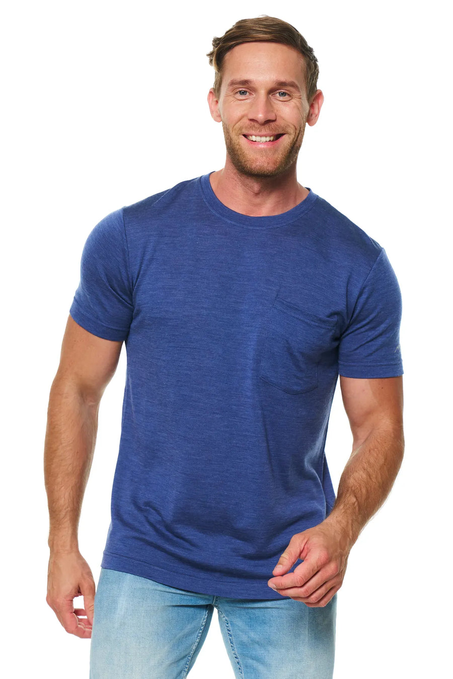 Men's Merino Wool Windsor Blue Pocket T-Shirt