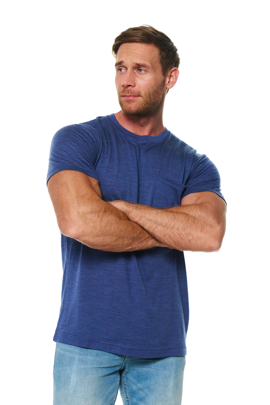 Men's Merino Wool Windsor Blue Pocket T-Shirt