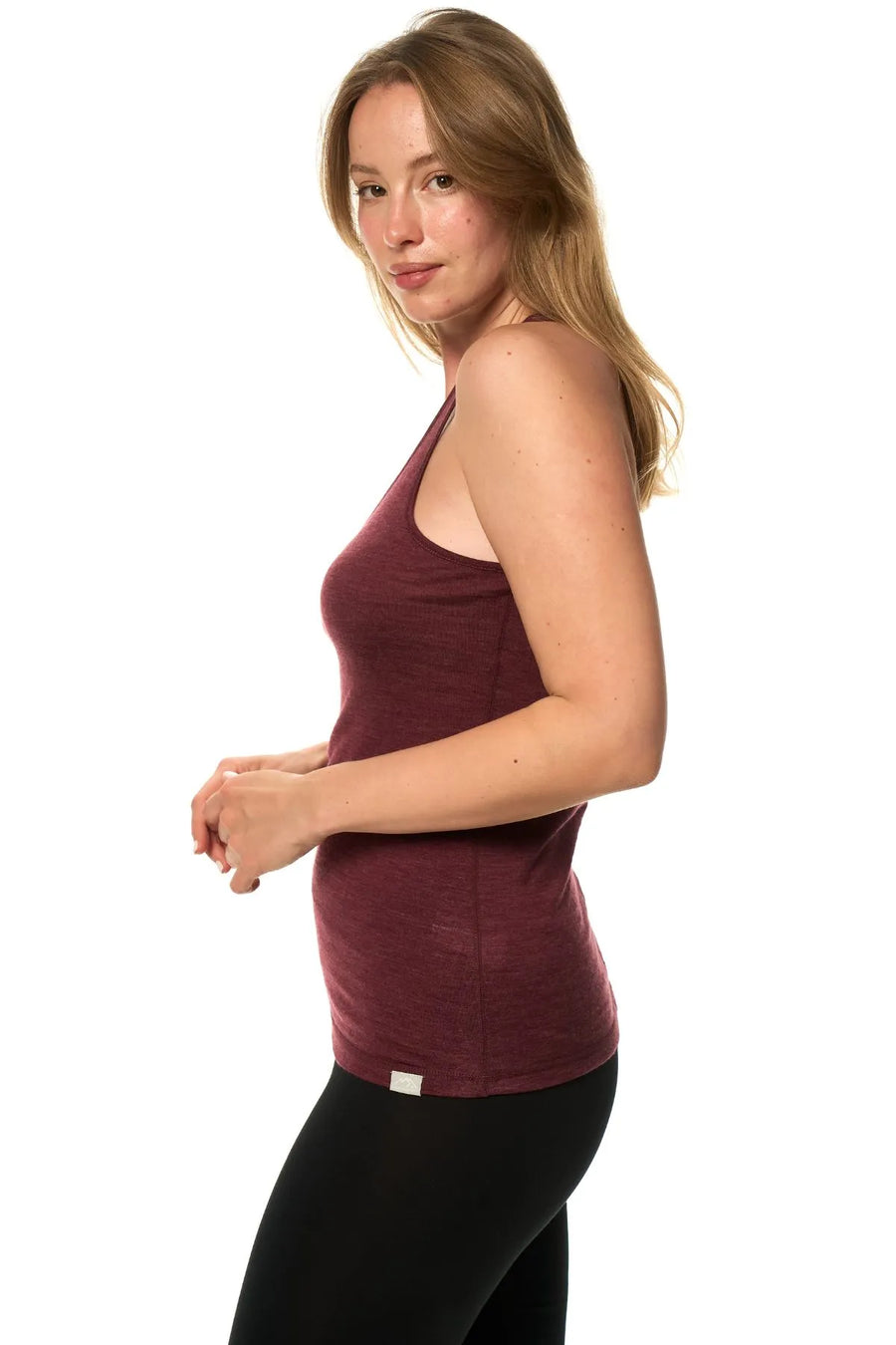 Women's Merino Wool Racerback Tank Top Burgundy
