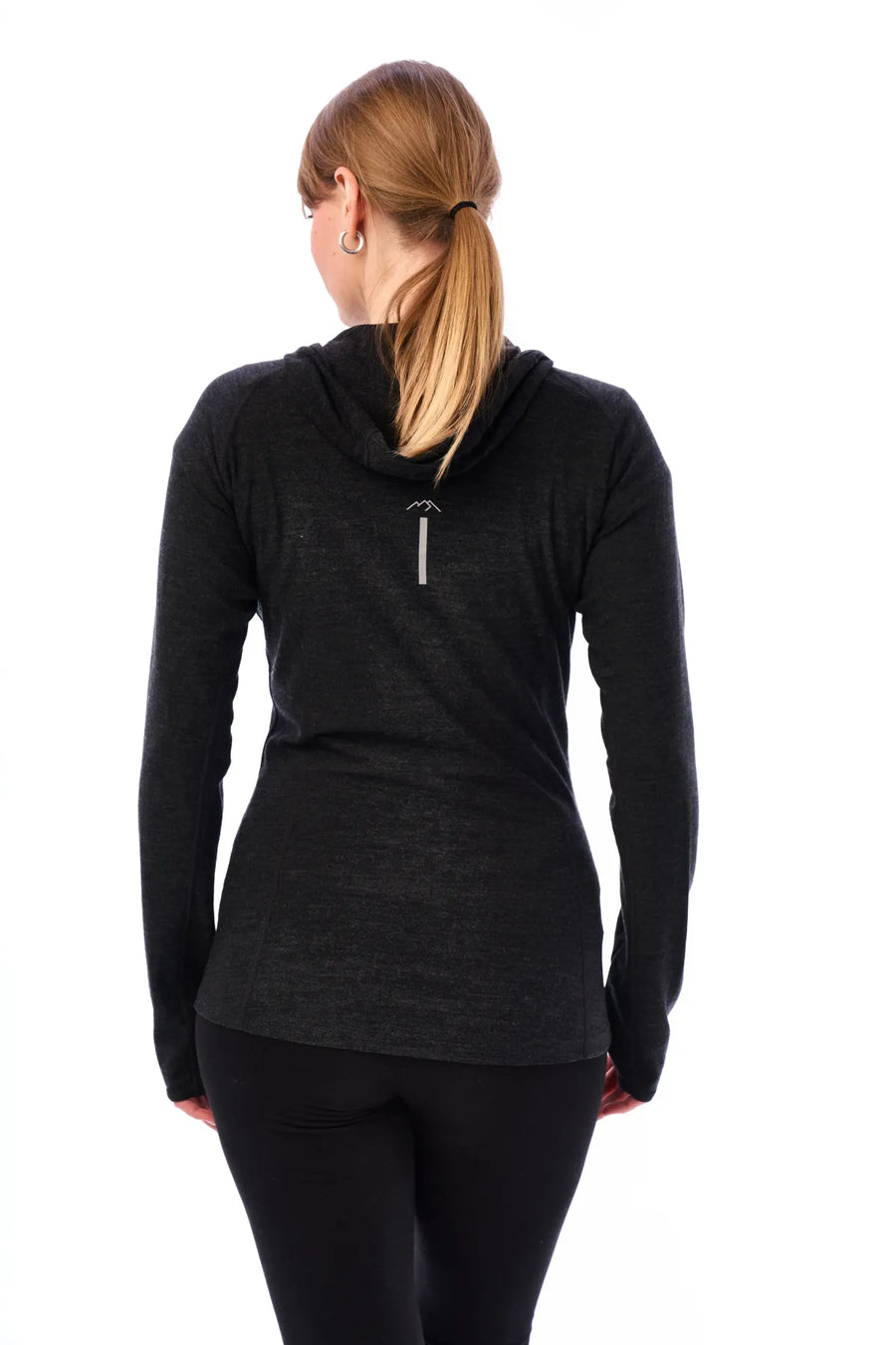 Women's Merino Wool Half Zip Hoodie 190 Charcoal Grey