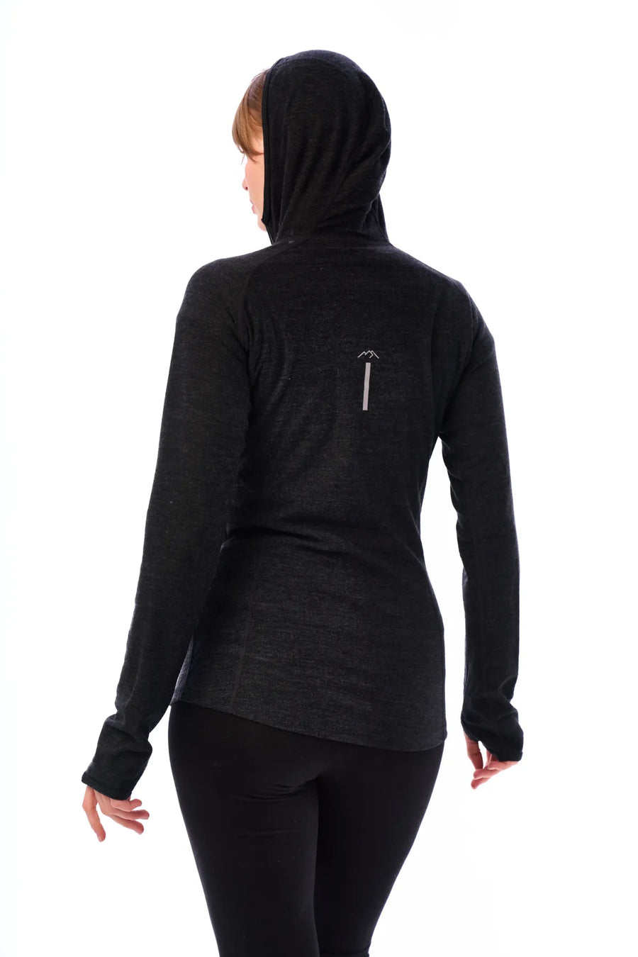 Women's Merino Wool Half Zip Hoodie 190 Charcoal Grey