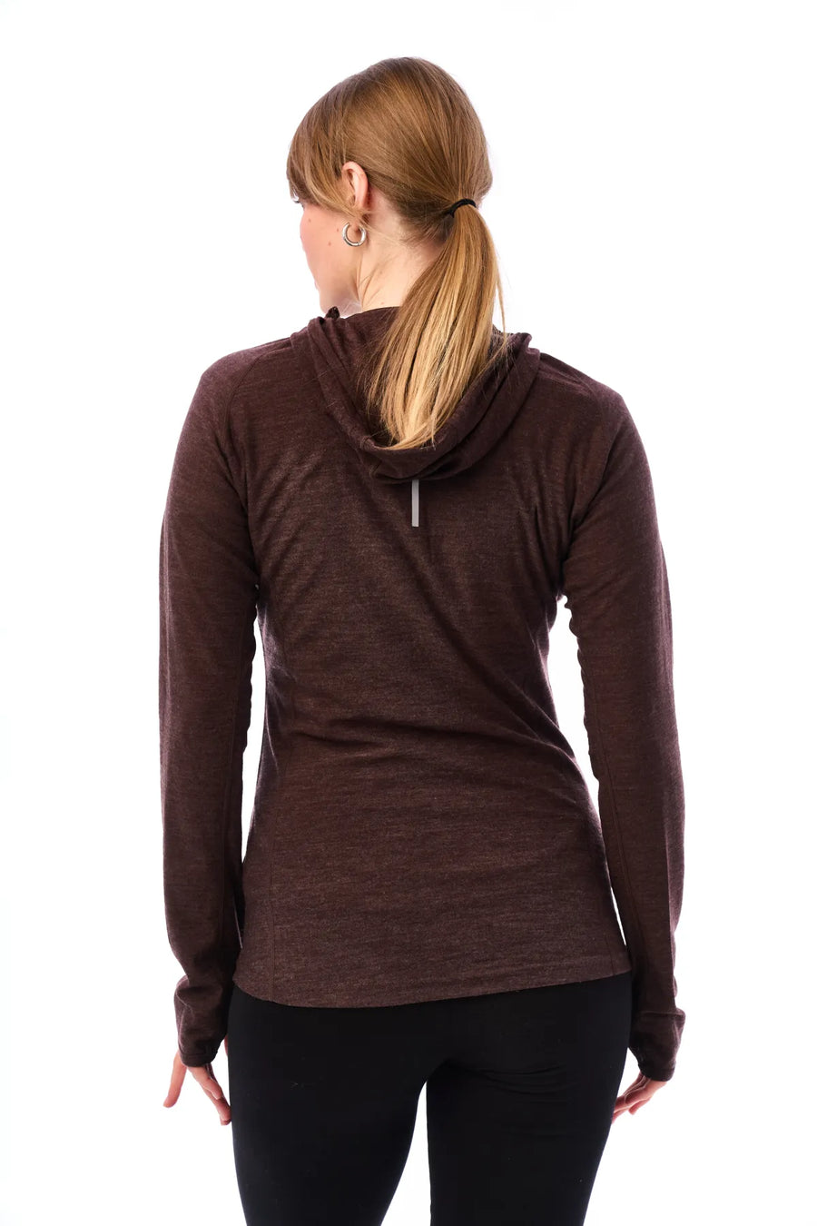 Women's Merino Wool Half Zip Hoodie 190 Chocolate