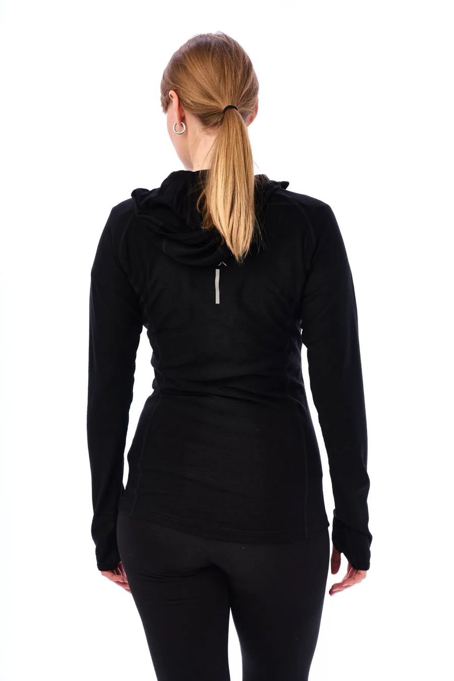 Women's Merino Wool Half Zip Hoodie 190 Black