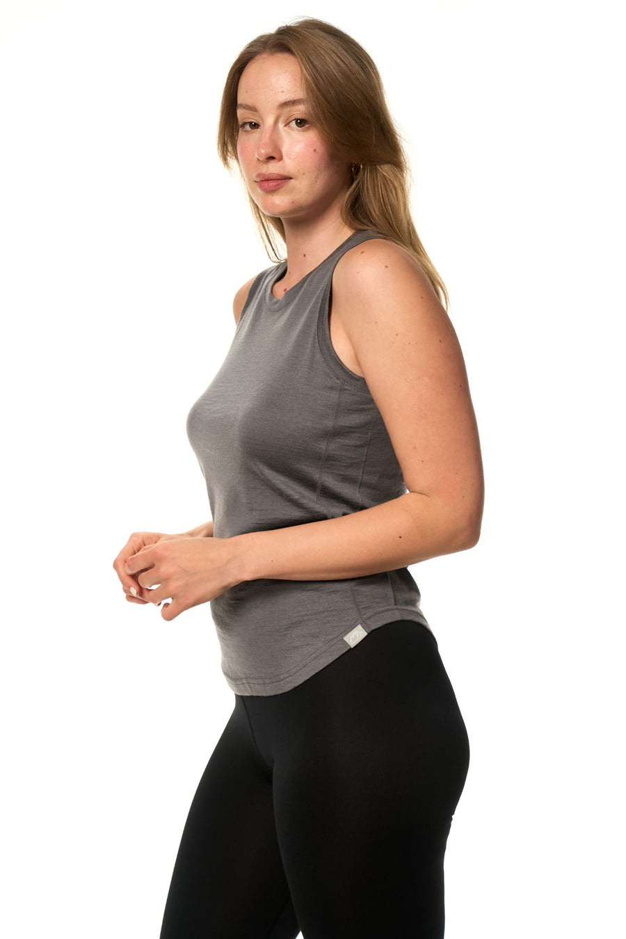 Women's Merino Wool Highneck Tank Top Perfect Grey