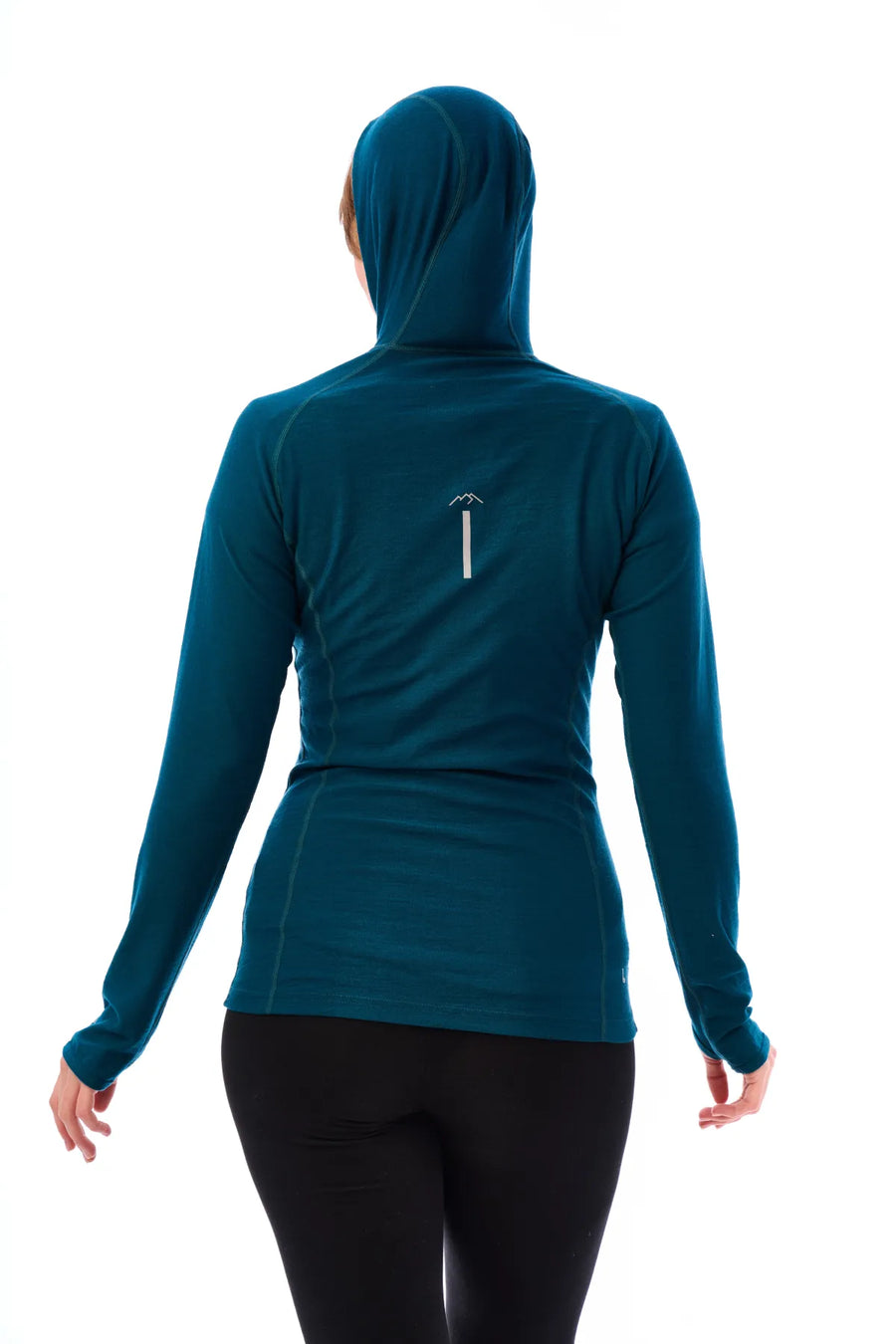 Women's Merino Wool Half Zip Hoodie 190 Deep Teal
