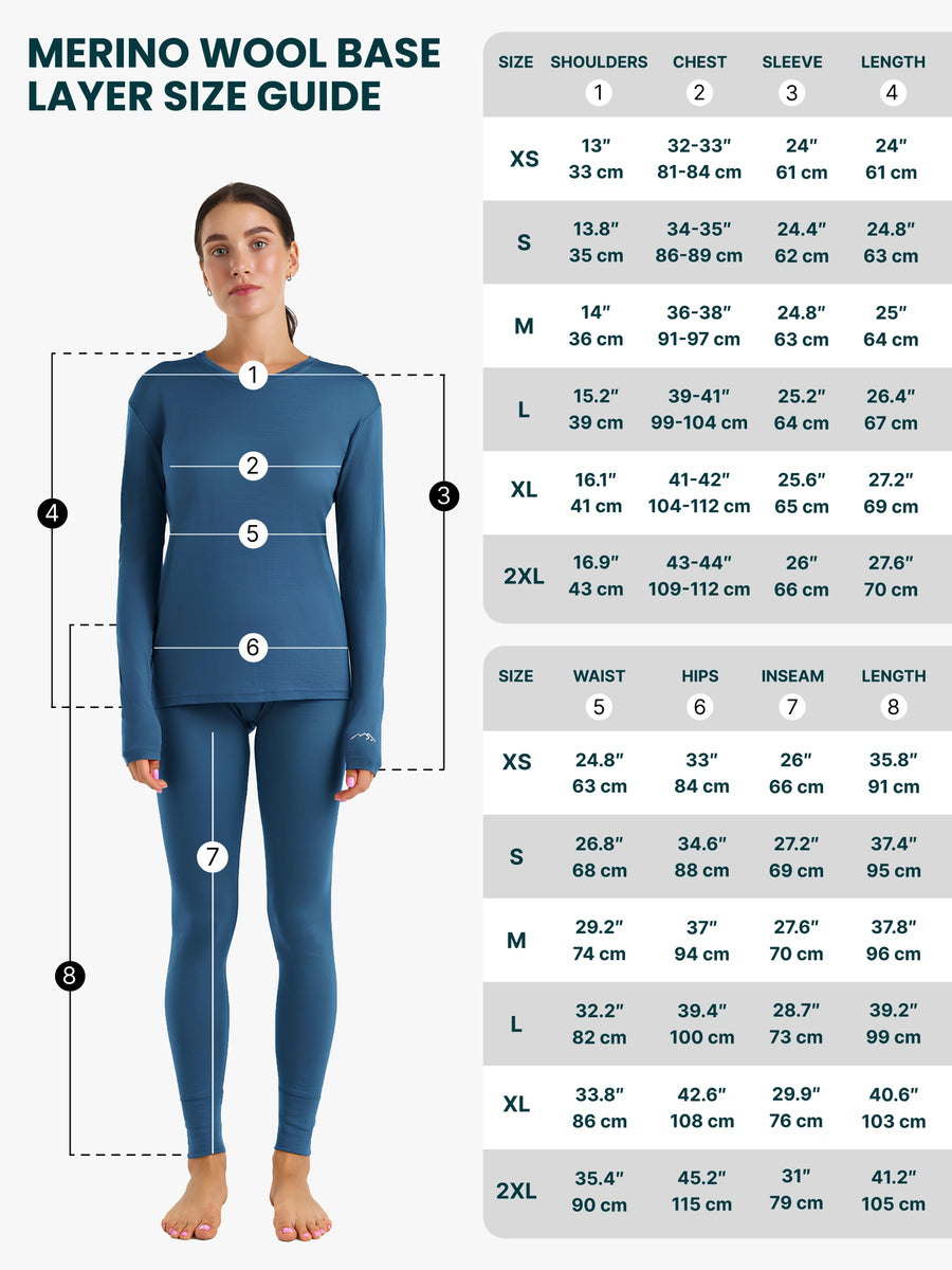 Ensemble thermique mérinos 165 pour femme, noir chiné