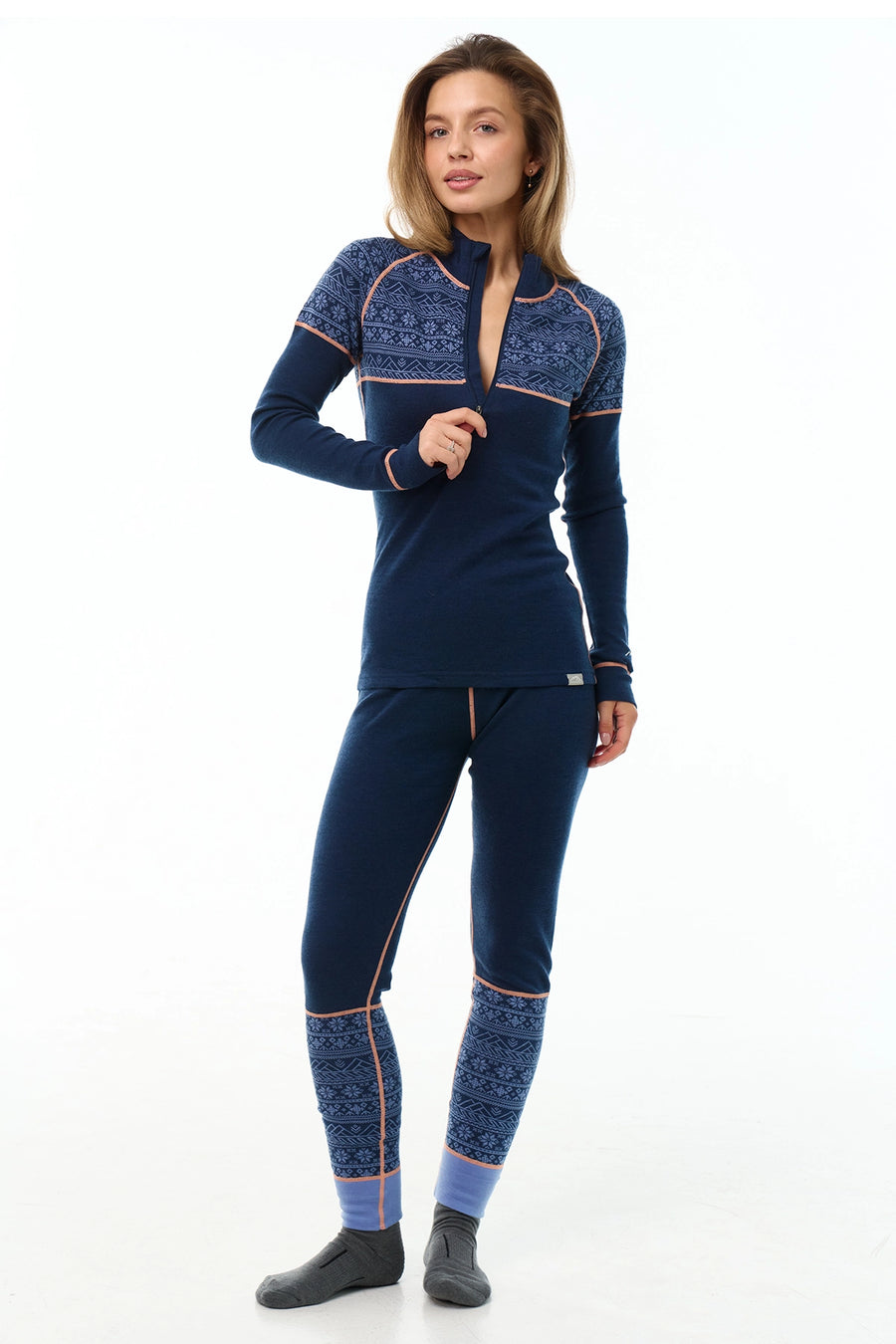 Ensemble thermique mérinos 250 Femme Nordic Tale Berry – Haut zippé