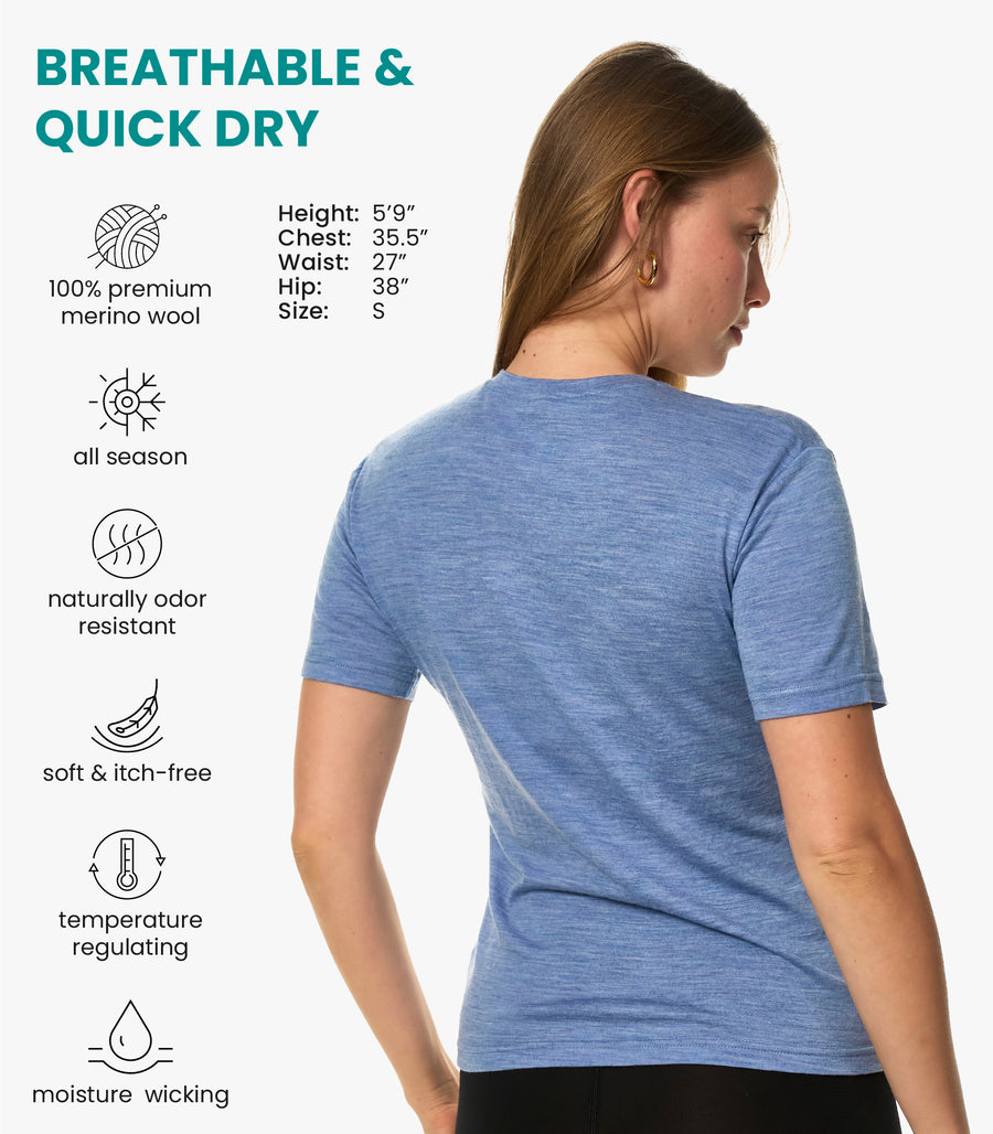 Women's Merino T-shirt 180 Dark Blue | Crewneck