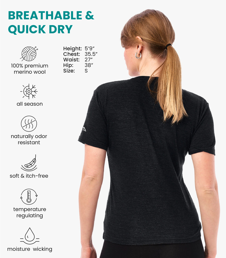 Women's Merino T-shirt 180 Ebony Gray | Crewneck