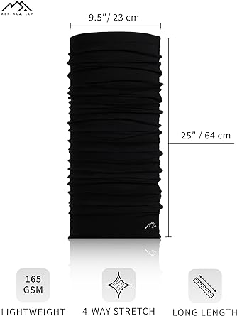 Merino Neck Gaiter 165 Black (Pack of 2)