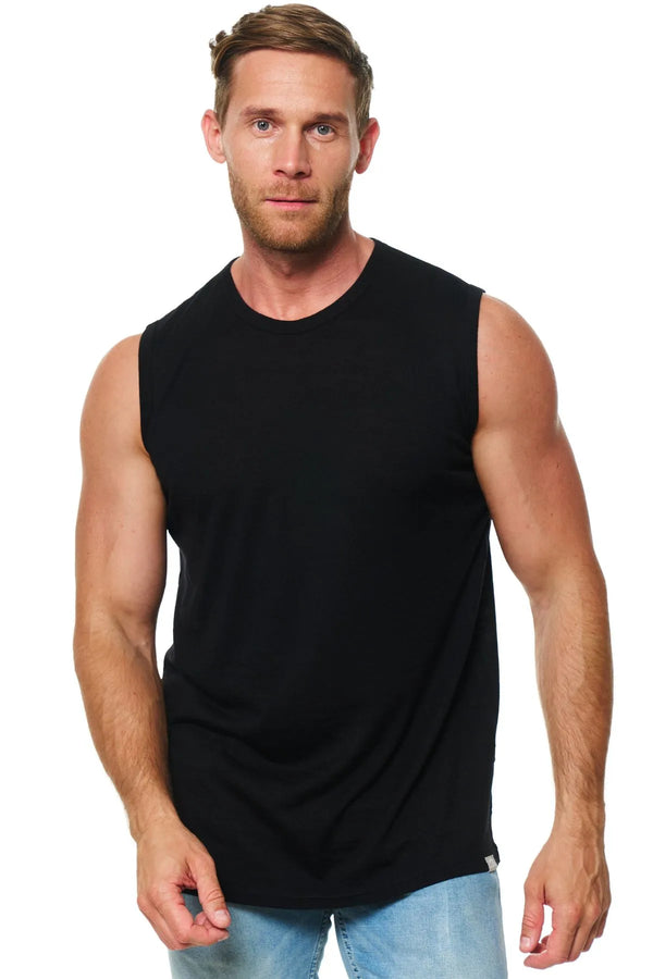 Men's Merino Wool Tank Top 180 Black