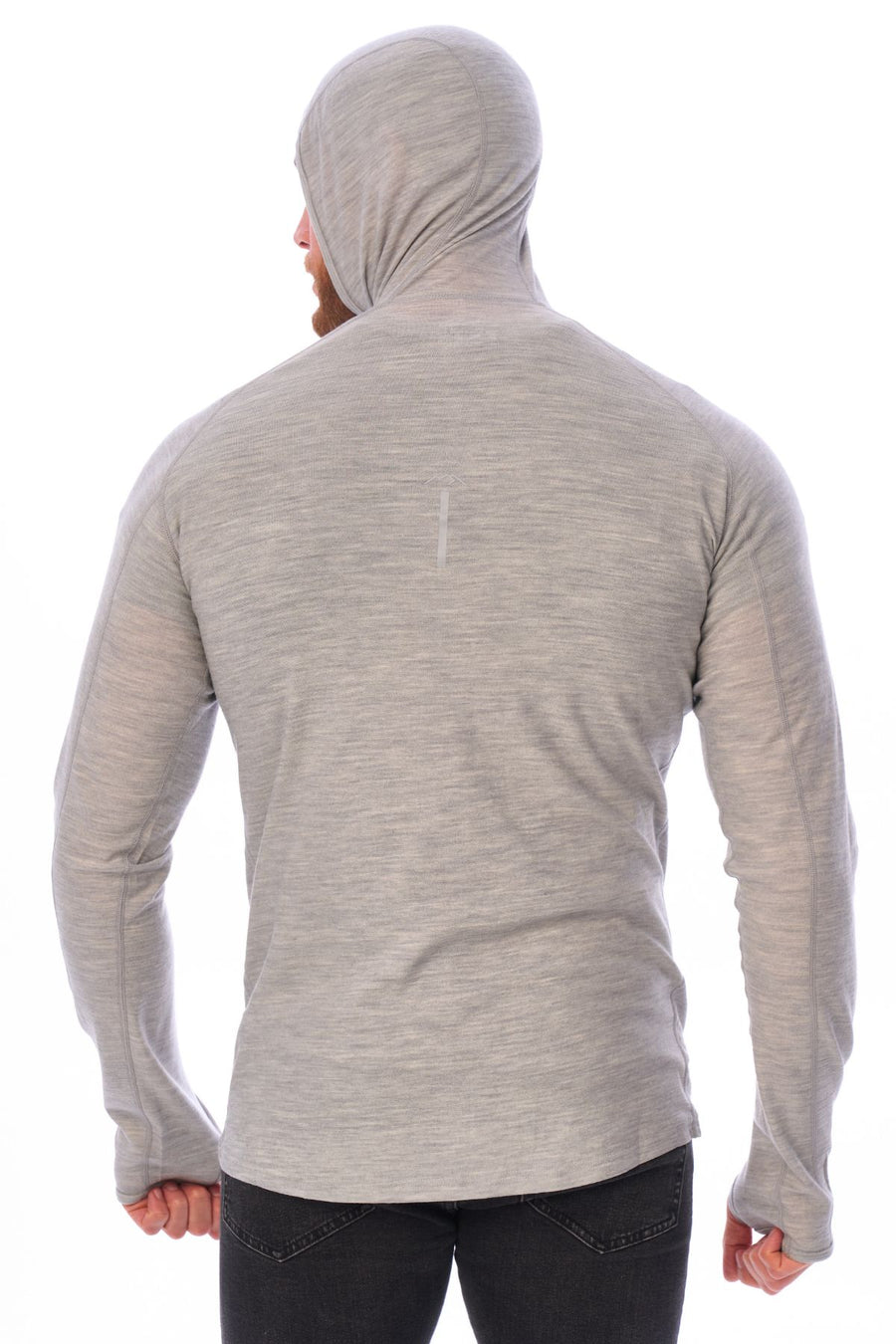 Men's Merino Wool Half Zip Hoodie 190 Heather Grey