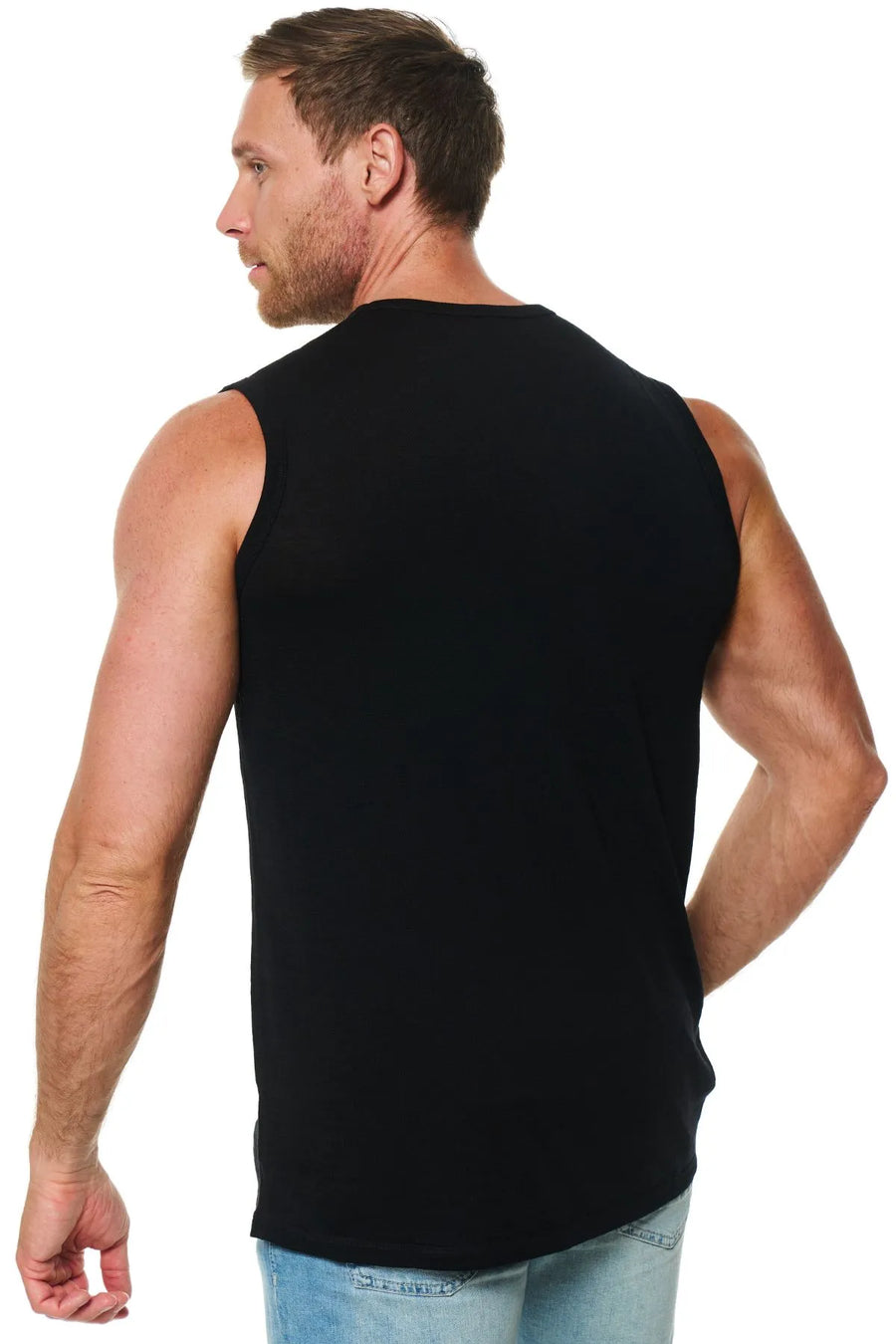 Men's Merino Wool Tank Top 180 Black