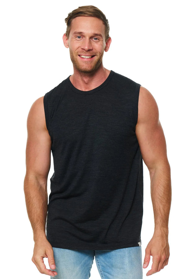 Men's Merino Wool Tank Top 180 Charcoal Grey