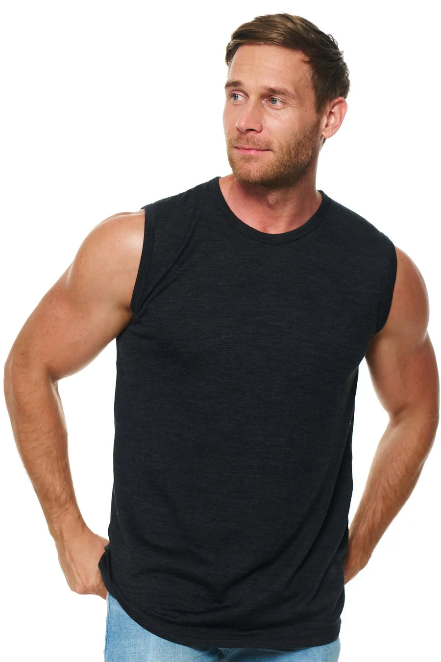 Men's Merino Wool Tank Top 180 Charcoal Grey