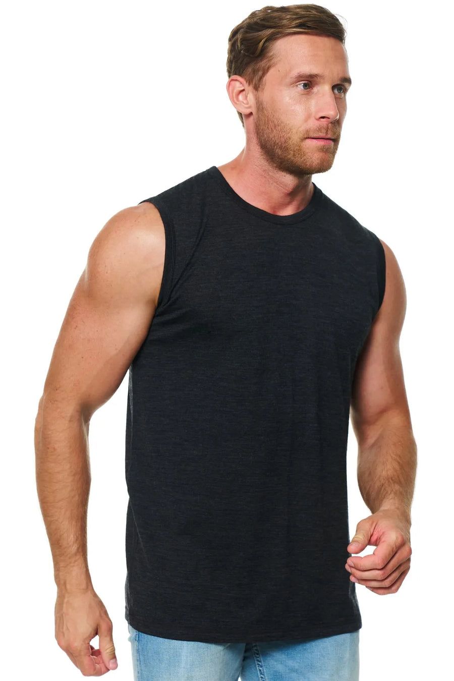 Men's Merino Wool Tank Top 180 Charcoal Grey