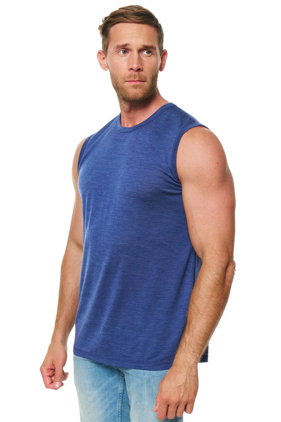 Men's Merino Wool Tank Top 180 Windsor Blue
