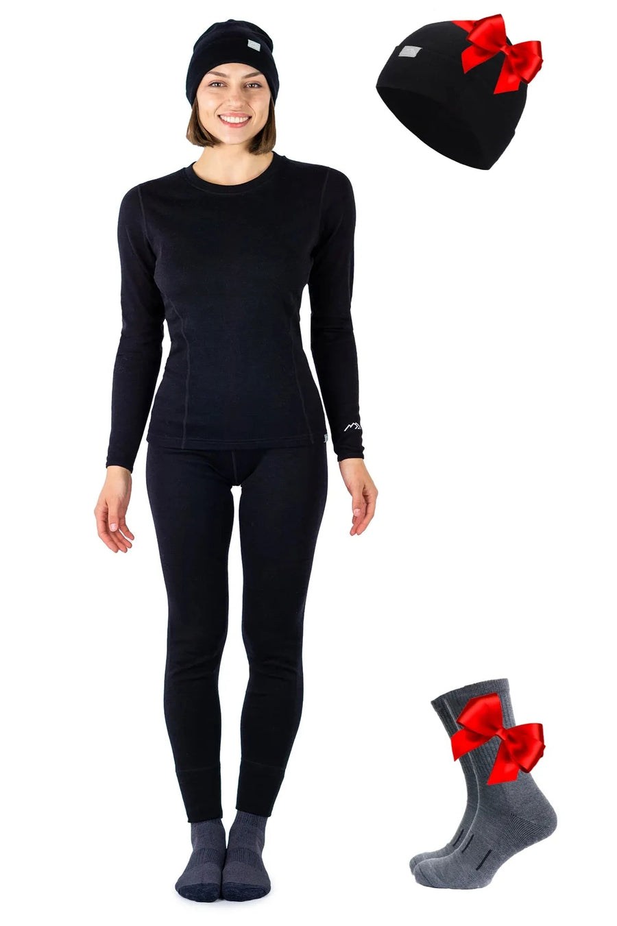 Women's Black Thermal Set 250 + Black Beanie