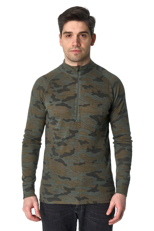 Men's Merino Half Zip Long Sleeve 250 Camo