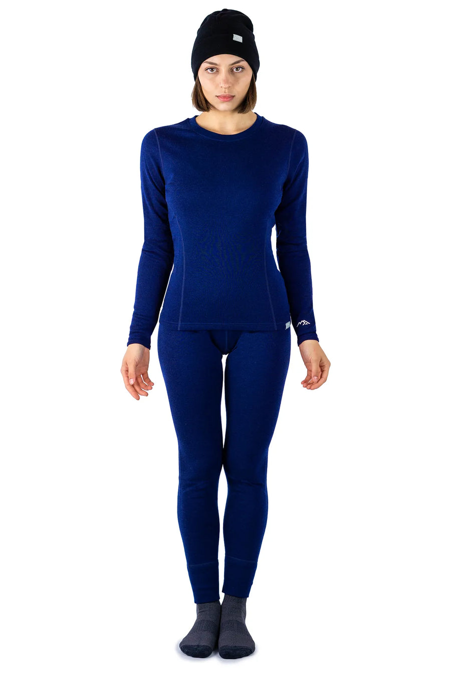 Women's Navy Thermal Set 250 + Black Beanie