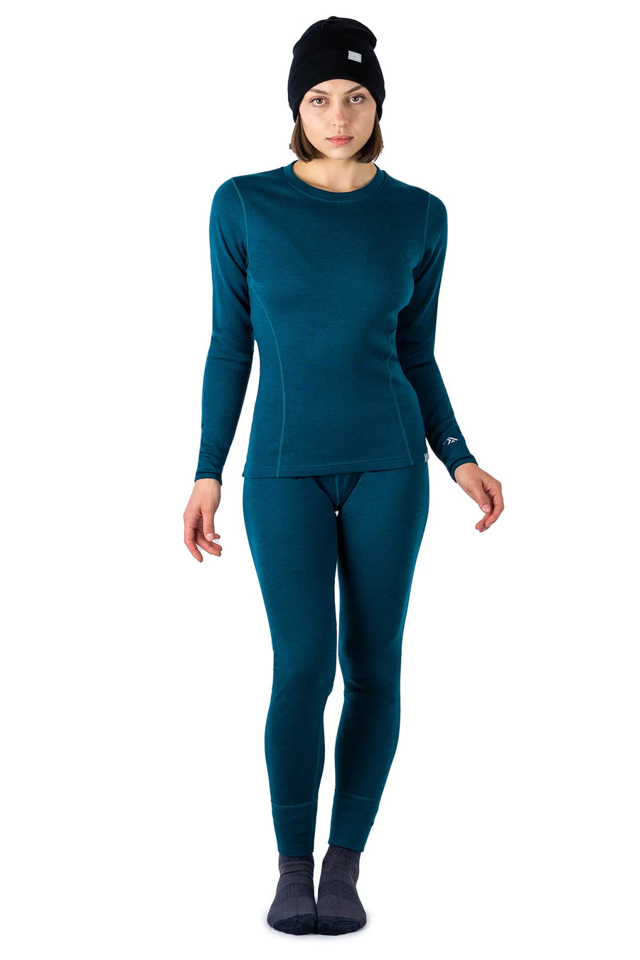Women's Deep Teal Thermal Set 250 + Black Beanie