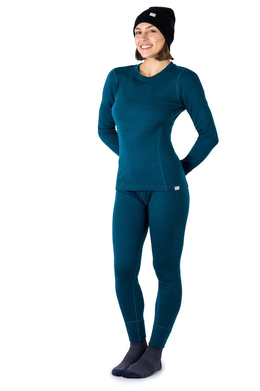 Women's Deep Teal Thermal Set 250 + Black Beanie