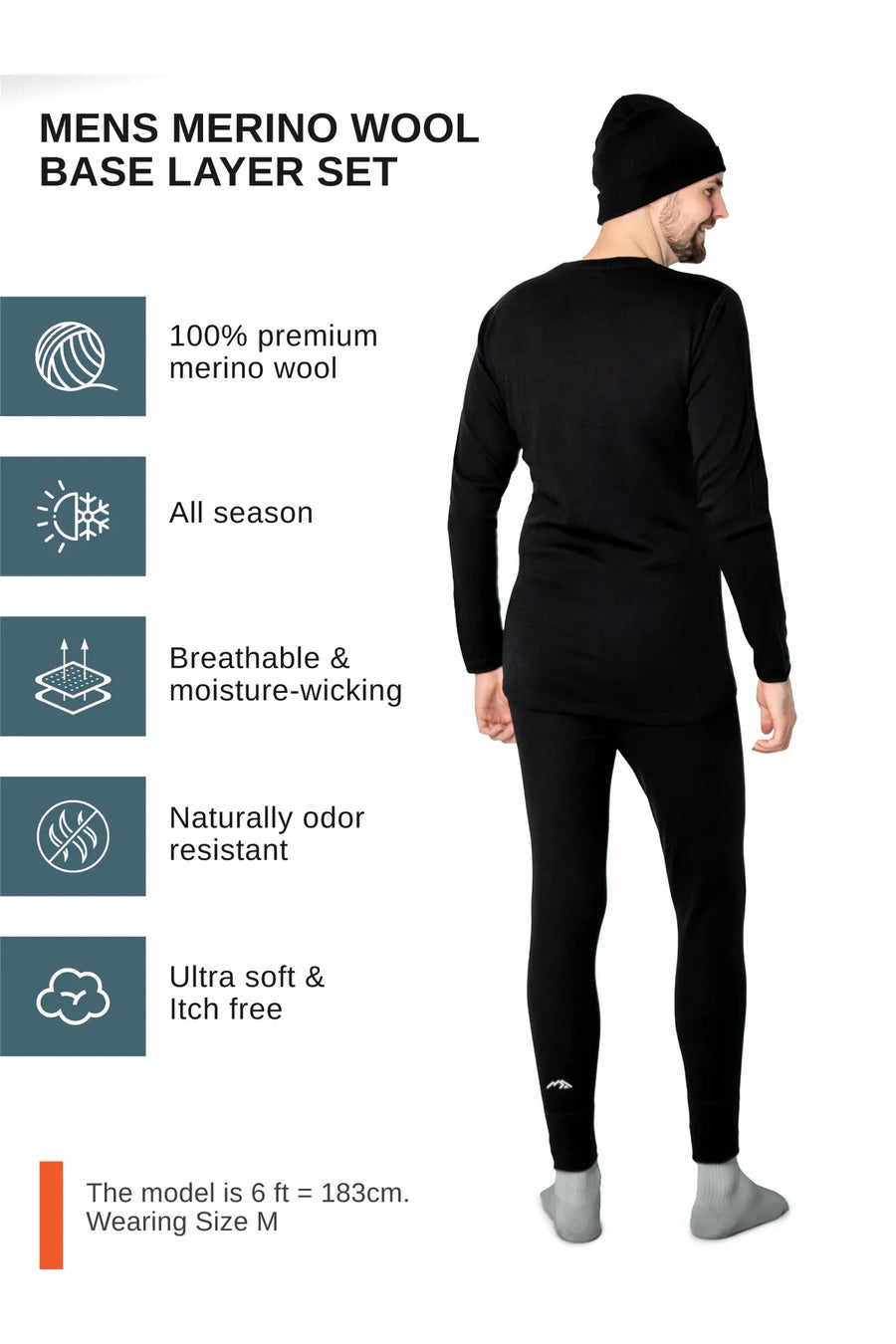 Men's Black Thermal Set + Black Beanie