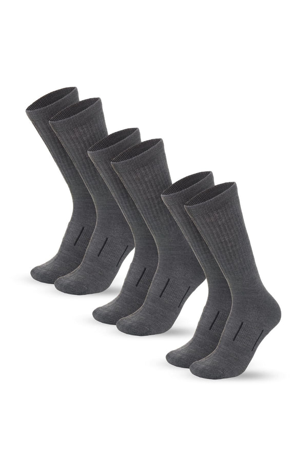 Merino Wool Hiking Socks - (Pack of 3) Dark Grey
