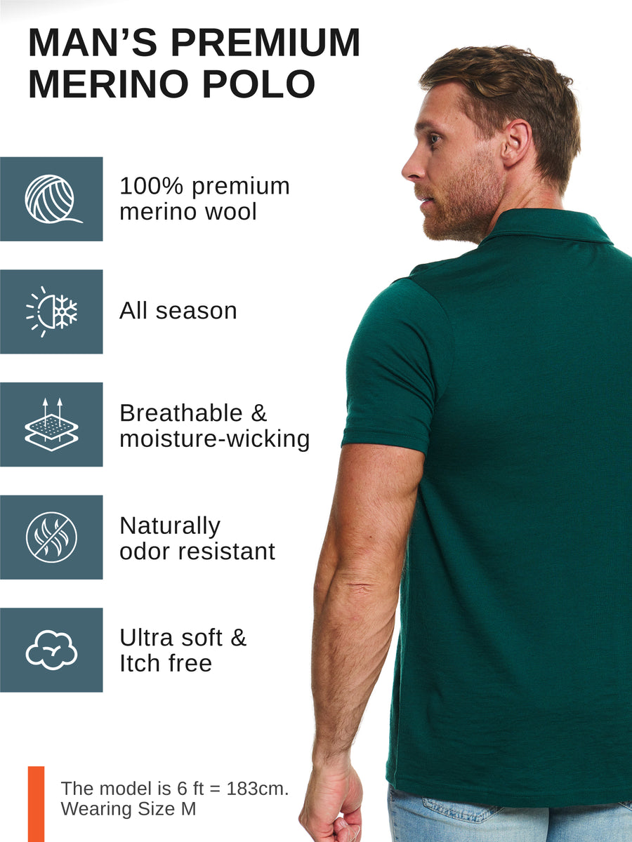 Men's Merino Polo 180 Forest Green