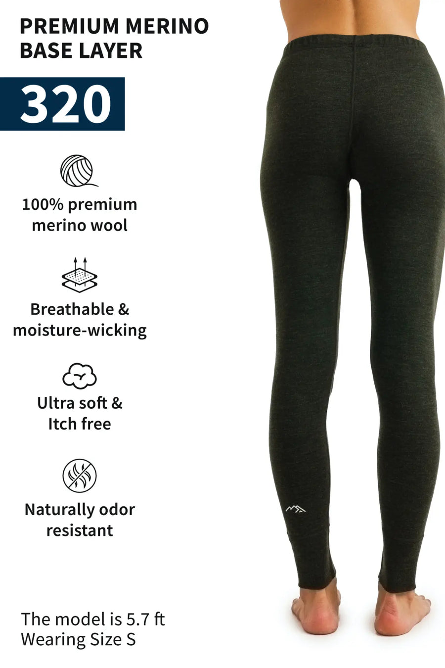 Women's Merino Pants 320 Army Green