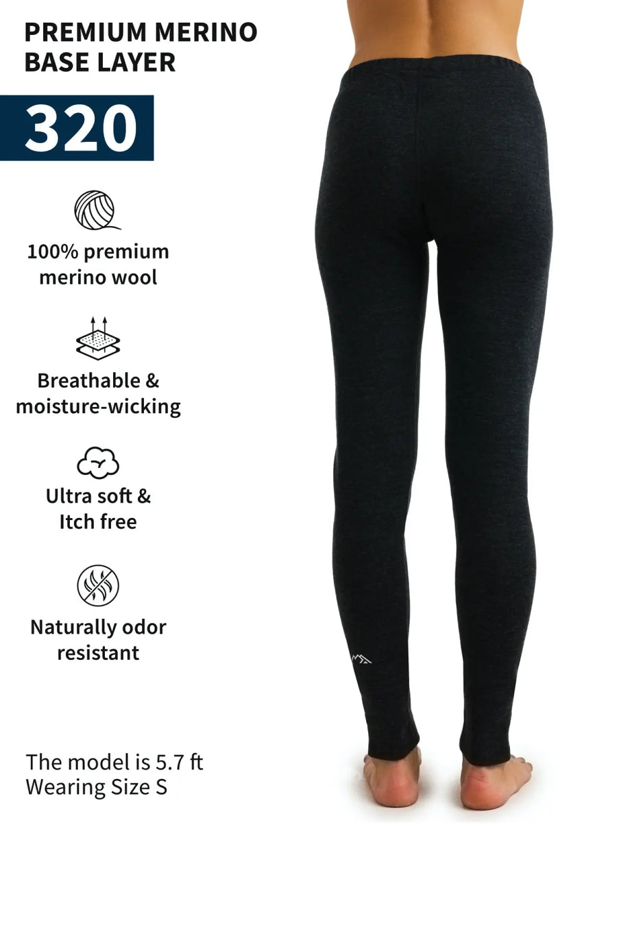 Women's Merino Pants 320 Charcoal Grey